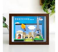 Display Wallboard Wall Mount for LE-GO 40651 40568 40569 for Postcar*d with Le-go Hook Bracket Wall Mountable Gift Ideas Decoration (No Model) (40568 Paris+Walnut)
