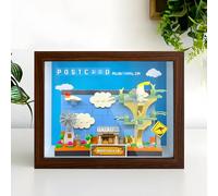 Display Wallboard Wall Mount for LE-GO 40651 40568 40569 for Postcar*d with Le-go Hook Bracket Wall Mountable Gift Ideas Decoration (No Model) (40651 Australia+Walnut)