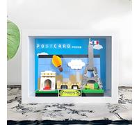 Display Wallboard Wall Mount for LE-GO 40651 40568 40569 for Postcar*d with Le-go Hook Bracket Wall Mountable Gift Ideas Decoration (No Model) (40568 Paris+White)
