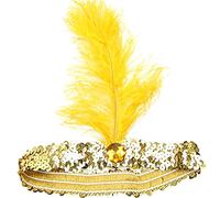display08 Ladies Charleston Feather Headband 1920's Great Gatsby Flapper Headpiece Fancy Dress Headwear Yellow
