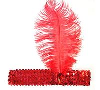 display08 Ladies Charleston Feather Headband 1920's Great Gatsby Flapper Headpiece Fancy Dress Headwear Red