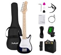 Display4top 1/4 Size Electric Guitar Most complete Beginner Super Kit Package with Amplifier, Guitar Stand, Bag, Guitar Pick, Strap,spare Strings, Tuner, Case and Cable (blue white)