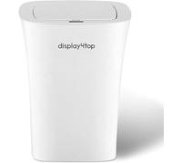 display4top 10L Bathroom Sensor Bin with Waterproof Lid, Automatic Touchless Infrared Motion Trash Can for Bedroom, Bathroom, Kitchen, White