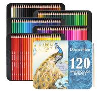 display4top 120 colors Professional Watercolour Pencils,Vibrant Colors and Beautiful Blending Effects with Water,Ideal for Drawing, Sketching, Shading & Coloring