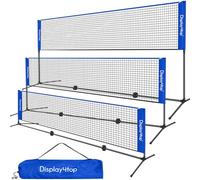 display4top 3M Badminton Net Set, Volleyball Tennis Net, Height Adjustable, Portable with Portable Carry Bag, Sports Net for Indoor or Outdoor Court, Beach, Driveway, Blue