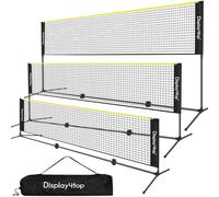 display4top 5M Badminton Net Set, Volleyball Tennis Net, Height Adjustable, Portable with Portable Carry Bag, Sports Net for Indoor or Outdoor Court, Beach, Driveway, Yellow