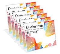 display4top 8.5x11 Acrylic Sign Holder, Slant Back Display Stand, Clear Menu Paper Flyer Holder, Plastic Table Display AD Landscape Frame for Restaurants, Stores, Office (6 Pack)