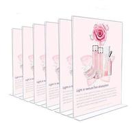Display4top Acrylic Poster Menu Holder,Acrylic Sign Holder T Shaped Double Sided,Great for Promotions, Restaurants, Photo Frames, Documents & More,6 Pack (A4)
