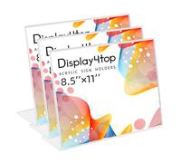 display4top Acrylic Sign Holder, 8.5x11 inches, Slant Back Display Stand, Clear Menu Paper Flyer Holder, Plastic Table Display AD Landscape Frame for Restaurants, Stores, Office (3 Pack)