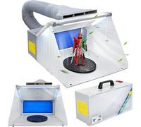 Display4top Airbrush Toy Model Parts Spray Booth Hose Kit Paint Craft Odor Extractory Hobby Spray Booth Portable w/LED Light Turn Table Powerful Fan with Filter Extraction