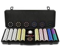 display4top Clay Poker Chips Set for Texas Holdem,Poker Chips with Denominations,Features a high-end Carrying case with Leather Interior Design and German Polycarbonate Shell (500pcs-17.4g)
