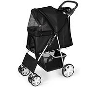 display4top Pet Travel Stroller Dog Cat Pushchair Pram Jogger Buggy with 4 Wheels (Black)