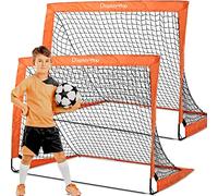 Display4top Set of 2 Football Goal with Carry Bag, Footballs Net for Kids Teens, Foldable Pop-up Goals Indoor Outdoor Sport Training for Garden, Park, Backyard, Playground, Beach, Orange