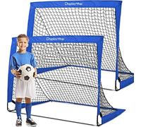 Display4top Set of 2 Football Goal with Carry Bag, Footballs Net for Kids Teens, Foldable Pop-up Goals Indoor Outdoor Sport Training for Garden, Park, Backyard, Playground, Beach, Blue