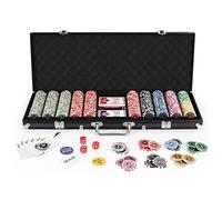 display4top Texas Holdem Poker Chips Set with Aluminum Case,2 Decks of Cards, Dealer, Small Blind, Big Blind Buttons and 5 Dice (500 Piece Chips)