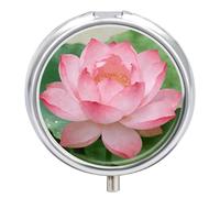 Displaying Round Pill Box with Mirror 3 Compartment Portable Pill Case for Travel Outdoor Use Cute Small Pill Organizer for Pocket Or Purse
