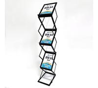 DisplayLager - Black Foldable A4 Brochure Stand with Aluminium Carry Case (6 Compartments, Trade Fairs, Expo)