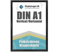 DisplayLager, Danish quality - A1 black folding frame with 25 mm aluminium profile, anti-reflective protective disc, mounting material