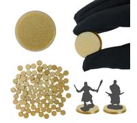 DisplayMore 100Pcs 28.5mm/1.26inch Plastic Gold Round Miniature Bases,Circular War Figure Display Stands for Gaming Miniatures or Wargames Role Playing Board Game Figure Toy (28.5mm-Gold-Round)