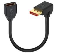 Displayport 2.1 Cable, 90-Degree Right Angle DP Male to Female Extension Cable,52Gbps Short Display Port Cord Support 16K@60Hz,8K@60Hz/120Hz,4K@120Hz/144Hz/165Hz/240Hz for PC, Laptop,15cm (Up)