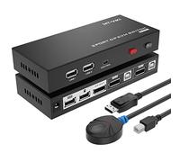 DisplayPort KVM Switch 2 port 4K@60Hz, MT-VIKI 2x1 DP KVM Switcher Hotkey 2 in 1 out w/2 DP Cables + 2 USB Cables + Desktop Controller (2 DP in 1 DP out)