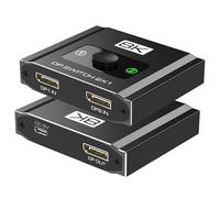 Displayport Switch 2-in-1-out, 8K@60Hz, 4K@120Hz, Resolution DP 1.4 DisplayPort Switcher Selector Box, DSC Support, Display Port Switcher Compatible with PC, Laptop, Monitor, Gaming, TV, NVIDIA, AMD