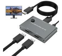 Displayport Switch 2 in 1 Out 8K60Hz 4K144Hz Display Port Switch Displayport Switcher, Compatible with PC Host Monitor Laptop PS5 etc. Note: Only 2 in 1 Out Switch; Not an 1 in 2 Out hdmi Splitter.