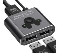 Displayport Switch 2 in 1 Out 8K60Hz 4K144Hz displayport switcher for TV, monitor, laptop, PC, projector, etc (Unidirectional)