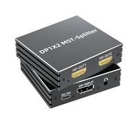DisplayPort to Dual HDMI Adapter 4K@60Hz 1 in 2 out MST Hub Display port to HDMI Monitor Splitter for Dual Monitor Extend Mirror Display, with Audio Out, for PC NVIDIA AMD Graphics Card - w/Power