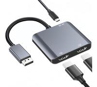 DisplayPort to Dual HDMI Adapter, 4K DP to HDMI Splitter for Dual Monitors Extended Display MST Display Port 1 in 2 Out Adapter for PC, Graphics Card, De-ll, Len-ovo, HP