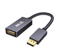 DisplayPort to HDMI Adapter 4K, Gold-Plated, Braided, Aluminium Sleeve, Unidirectional DP Male to HDMI Female Converter, Compatible with Desktop/Laptop/Graphics Card, Lenovo, HP, Dell, and More