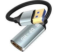 Displayport to HDMI Adapter, Dp Male to Hdmi Female Converter 4K Display Connector Uni-Directional DP 1.2 Computer to HDMI 2.0 Screen SR Anti-Break, No Latch for Lenovo, Dell, HP, Asus, etc