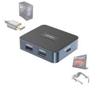 DisplayPort to USB C Adapter for AR Glasses - 4K120Hz 2K240Hz HDR 3x USB 2.0 Hub Unidirectional Source DP1.4 for PC GPU to PC VR, XREAL, VITURE, Rayneo, Rokid, Portable Monitor (Power Cable included)