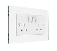 Displaypro Single, Double Light Switch Surround Acrylic Finger Plate Panel Plug Socket (Glass Effect - Double)