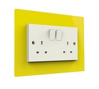 Displaypro Single, Double Light Switch Surround Acrylic Finger Plate Panel Plug Socket (Yellow - Double)