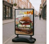 Displaysense A1 Black Wind Resistant Poster Heavy Duty Water Base Pavement Sign With Snap Frame Double Sided.