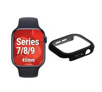 DISPLEX Full Body Protective Glass for Apple Watch Apple Series 7/8/9 45 mm Black - 10H Glass & IPX8 Case Protection - Black - Anti-Fingerprint - Clip-on
