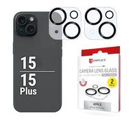 Displex Full Cover Camera Lens Glass, for iPhone 15/15 Plus, Pack of 2, Camera Protective Glass, 10H Glass, Anti-Fingerprint, Plate, All-in-One Module Protection, Quick Mount, Case Compatible, Ultra