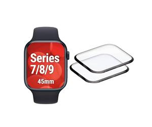 Displex Hybrid Glass Screen Protector for Apple Watch Apple Series 7/8/9, 45mm - Anti-Fingerprint - Acrylic Glass - Easy-On Installation - Pack of 2