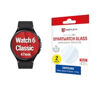 Displex Item Name Unbreakable Smartwatch Glass for Samsung Galaxy Watch 6 Classic (47 mm), Pack of 2, Extra Hard (9H), Ultra Thin, Rimless, Anti-Fingerprint, Protective Film, Made in Germany