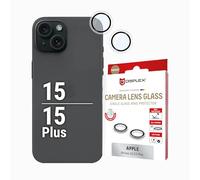 Displex Premium Camera Lens Glass, for iPhone 15/15 Plus, Single Rings, Protective Rings, 10H Real Glass, Transparent, DLC Coating, Anti-Fingerprint, Ultra Clear, Acrylic Ring, Quick Mount System