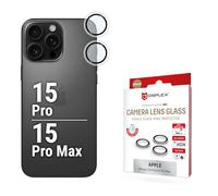 Displex Premium Camera Lens Glass, for iPhone 15 Pro/15 Pro Max, Single Rings, Protective Rings, 10H Real Glass, Transparent, DLC Coating, Anti-Fingerprint, Ultra Clear, Acrylic Ring, Quick Mount