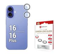 Displex Premium Camera Lens Glass, for iPhone 16/16 Plus, Single Rings, Protective Rings, 10H Real Glass, Transparent, DLC Coating, Anti-Fingerprint, Ultra Clear, Acrylic Ring, Quick Mount System