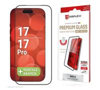 Displex Premium Tempered Glass (Full Cover, 10H) for Apple iPhone 17 Pro/17, Eco Mounting Frame, Full Cover