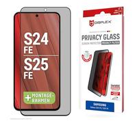 Displex Privacy Full Cover Protective Glass (10H) for Samsung Galaxy S25 FE/S24 FE, Eco Mounting Frame, Privacy Filter, Tempered Glass, Scratch-Resistant Protective Film, Case-Friendly
