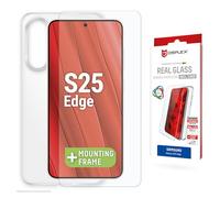 Displex Protective Glass for Samsung Galaxy S25 Edge Eco Mounting Frame, Tempered Glass, Scratch-Resistant Protective Film, Case-Friendly (Real Glass + Protective Case)