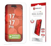 Displex Real Glass (10H, 2D) Compatible with iPhone 17/17 Pro, Eco Mounting Frame, Scratch Resistant (Real Glass)