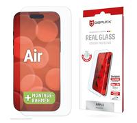 Displex Real Glass 2D / Clear (10H) Compatible with Apple iPhone Air, Eco Mounting Frame, Tempered Glass, Scratch-Resistant Protective Film, Case-Friendly (Real Glass)