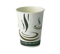 Dispo 25 X 12oz Disposable Weave Paper Cups, Triple Walled Ripple Cups for Coffee, Tea and Other Drinks Hot and Cold Disposable Tableware