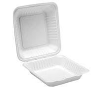 Dispo Bagasse Clamshell Meal Box 9.25inch / 23.5cm - Sleeve of 100 - Sugarcane Takeaway Boxes